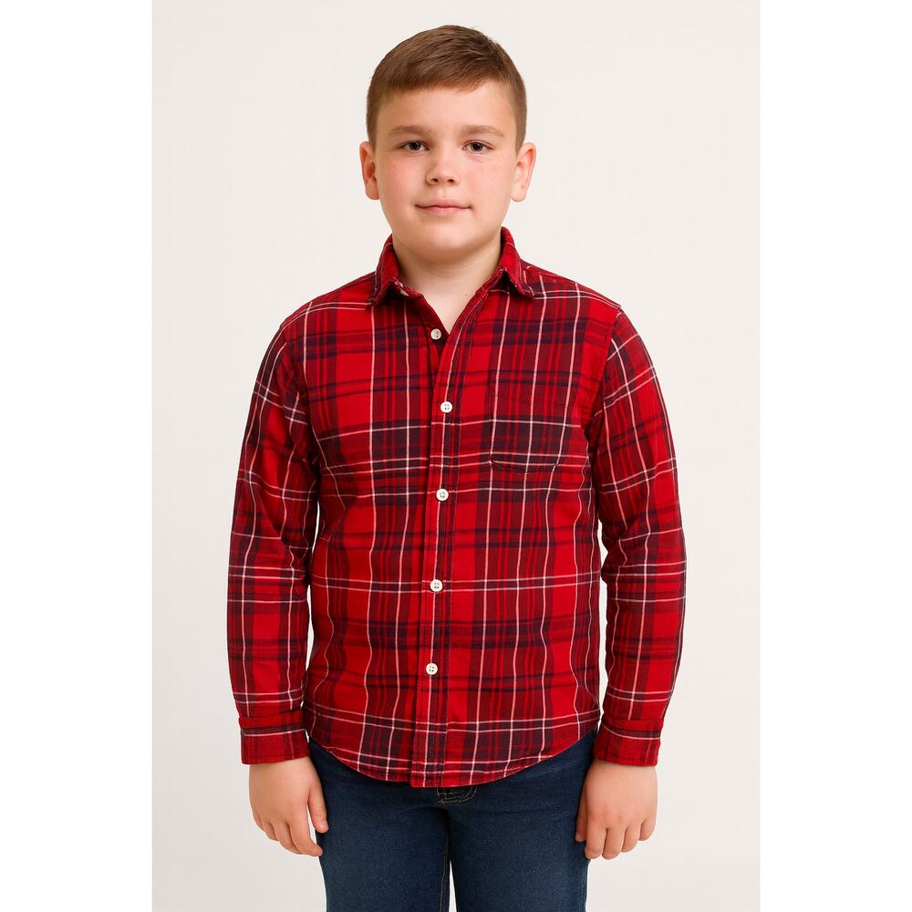 The Children's Place Boys Red Plaid Long Sleeve Button-Down Shirt - Size 10/12